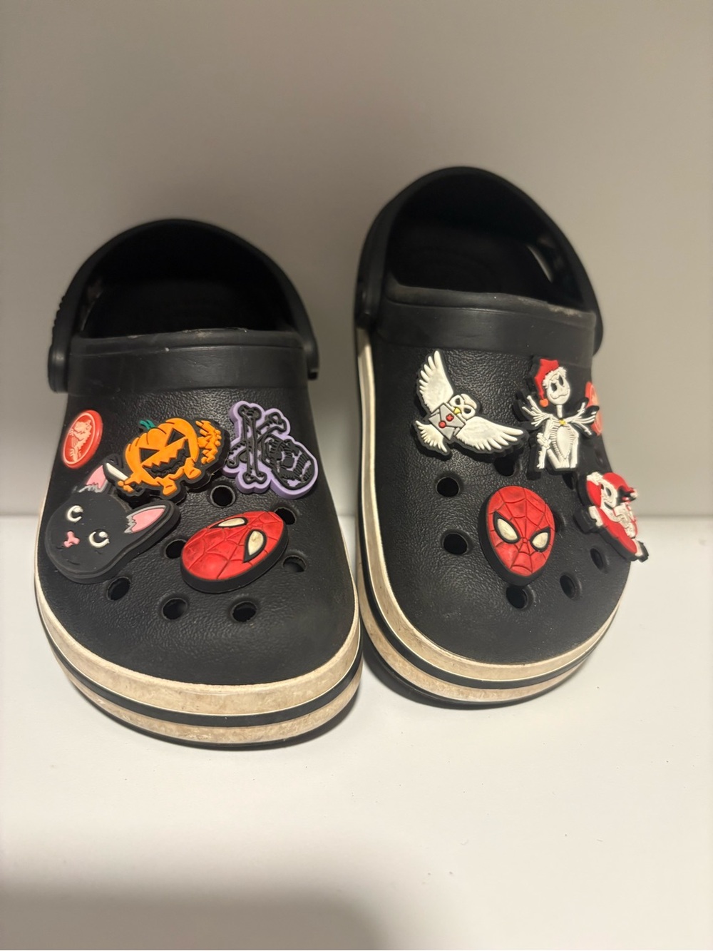 Kids Black Crocs with Fun Character Charms